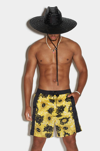 Dsquared2 Floral All Over Design Swim Shorts - Yellow