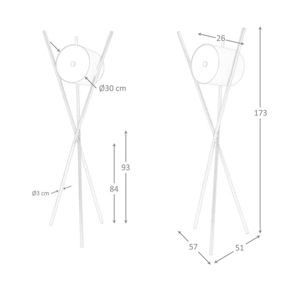 Angel Cerdá Floor lamp in wood upholstered in black leatherette and dark walnut 8098