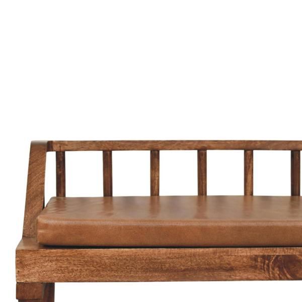 Artisan Furniture Solid Wood Bordeaux Leather Bench