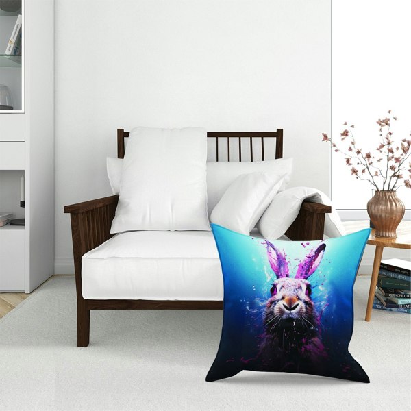 Warren Reed Rabbit Face Splashart Floor Cushion