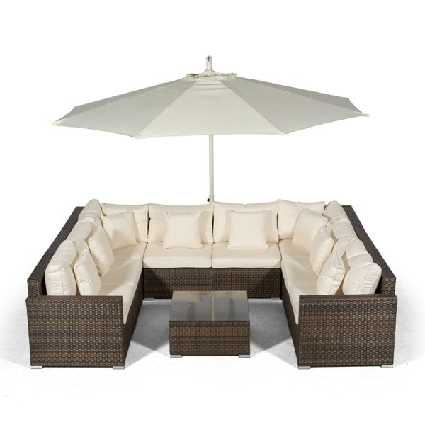 Giardino Havana 8 Seat Rattan Corner Sofa Conversation Set with Coffee Table