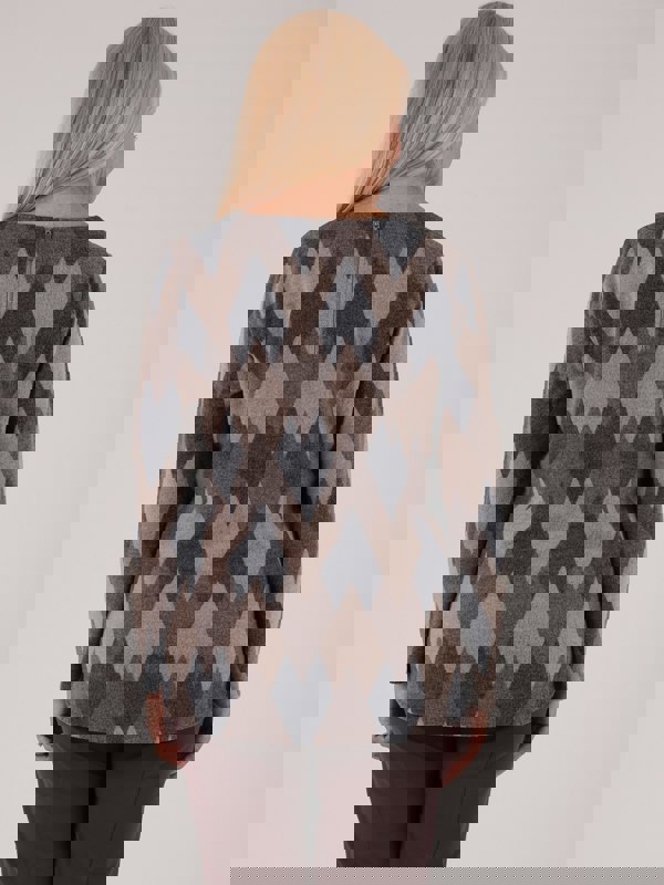 TIGI-Wear Argyle Aop Zip Back - Brown