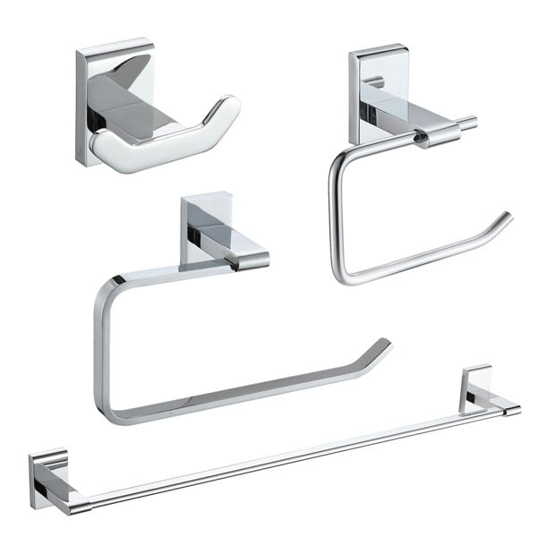 Showerdrape Unity Chrome Stainless Steel Wall Mounted 4 Piece Bathroom Accessory Set