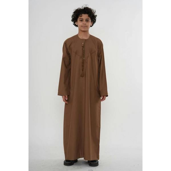 HM11 - Boy's Thobe Emirati Omani Bobble Button String Tassel - Camel - Thobez - 11