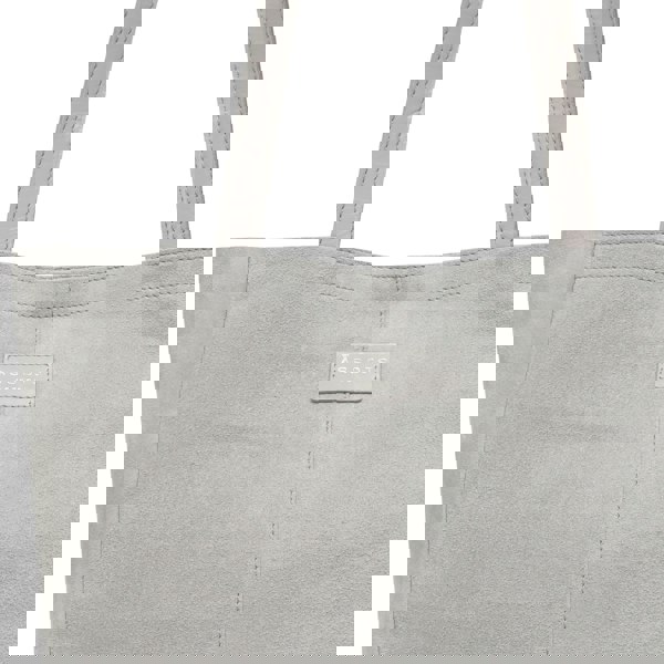 Assots London 'PAIGE' Grey Real Leather + Silver Metallic Leather Tote Bag