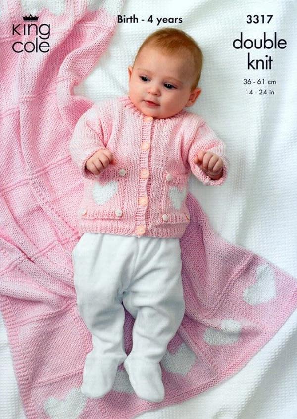 King Cole Bamboo Cotton Knitting Pattern 3317, Blankets, Dresses, Headwear, Cardigans for Baby, New Born - 4 Years - Advanced