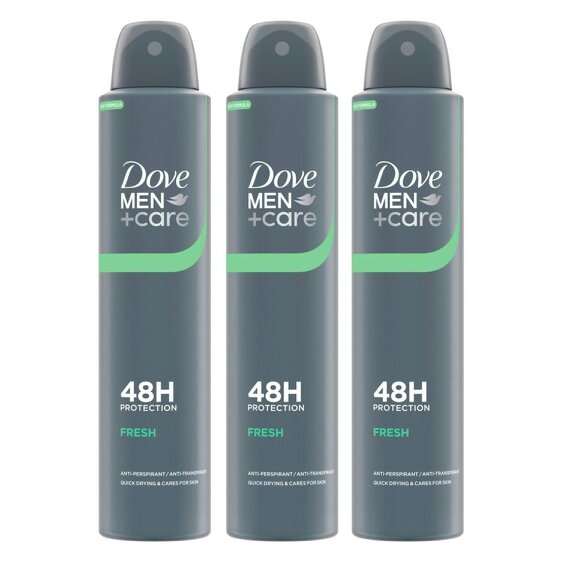 Dove Men+Care Antiperspirant Deodorant Fresh 3x200ml, 48H Sweat Protection