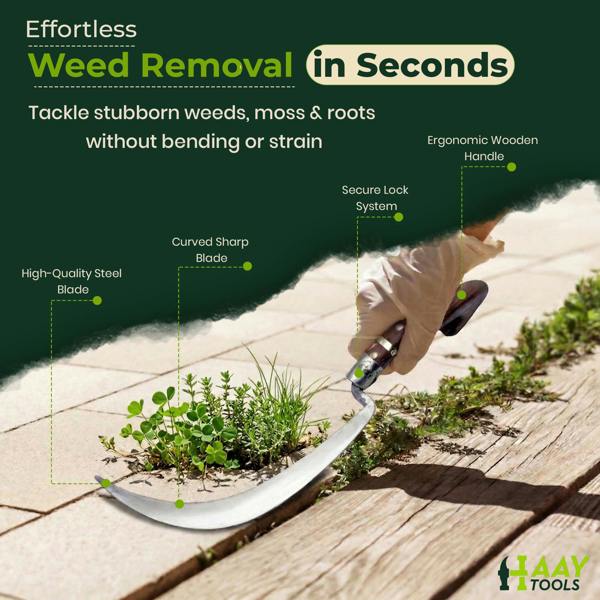 HAAY TOOLS Patio Knife Weeder – Multi-Purpose Gardening Knife, Pruning Tool & Grout Removal Tool for Patio, Driveway & Garden Weed Cleaning