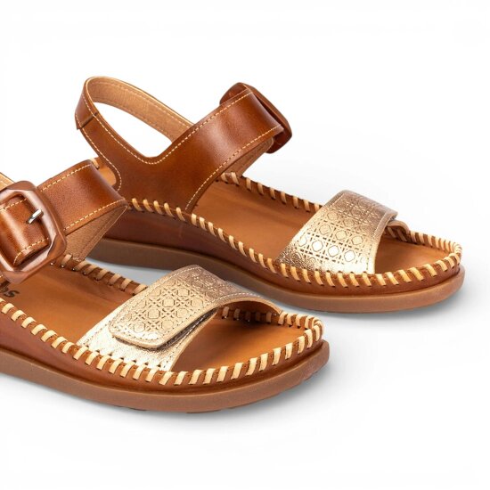 Pikolinos Cadaques - Women's Brown Leather Lightweight Wedge Sandals
