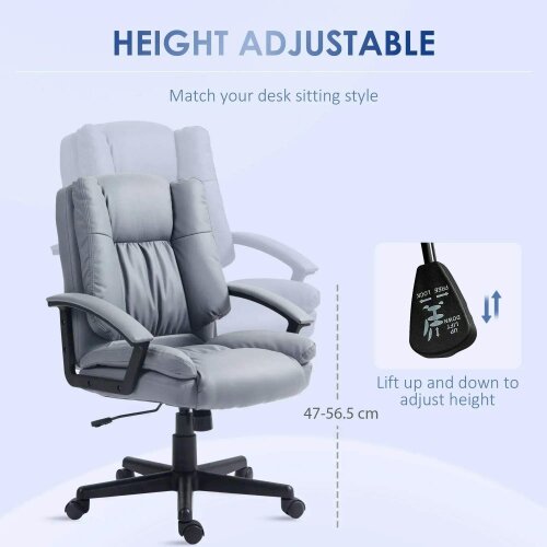 Bobobiy Office Chair, Computer Desk Chair, Mid Back Executive Chair with Adjustable Height and Swivel Rolling Wheels for Home Study, Light Grey