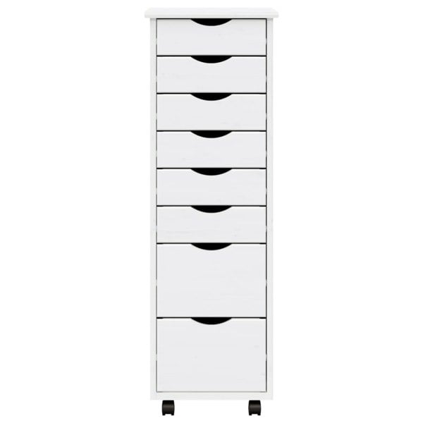 Berkfield Rolling Cabinet with Drawers MOSS White Solid Wood Pine