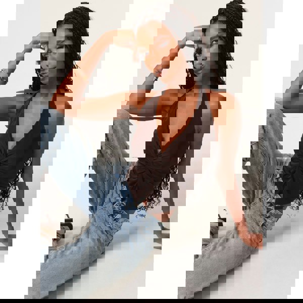 Pink Vanilla Knot Front Butterfly Halter Top