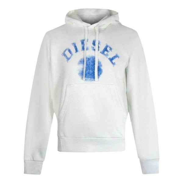 Diesel Mens Faded Logo Hoodie - White