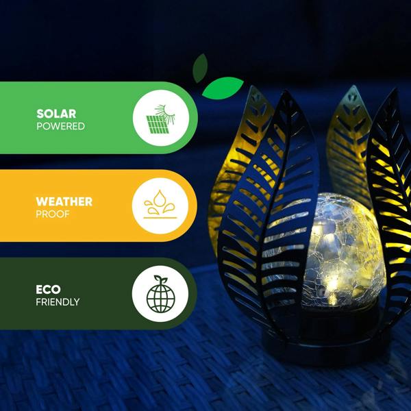 Gardenwize Solar Garden Ornament – Metal Tulip Flower with LED Crackle Glass Ball