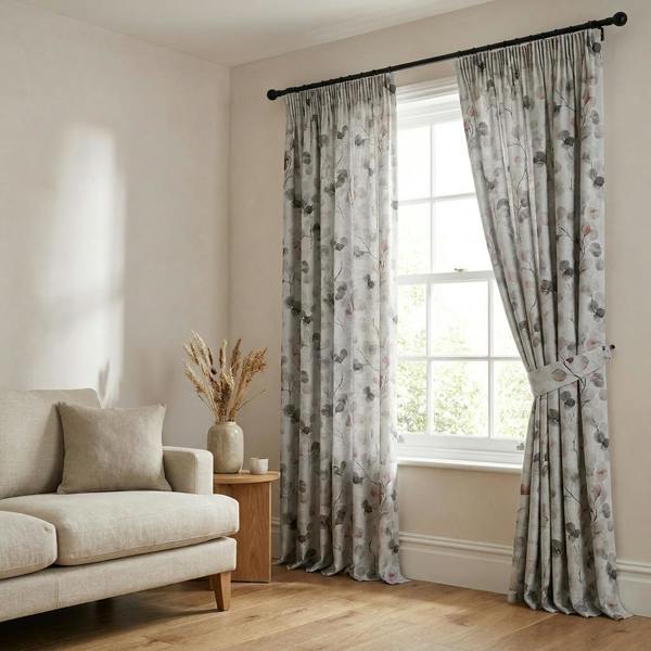 Onesto made-to-measure curtains in Dusk, styled in a living room