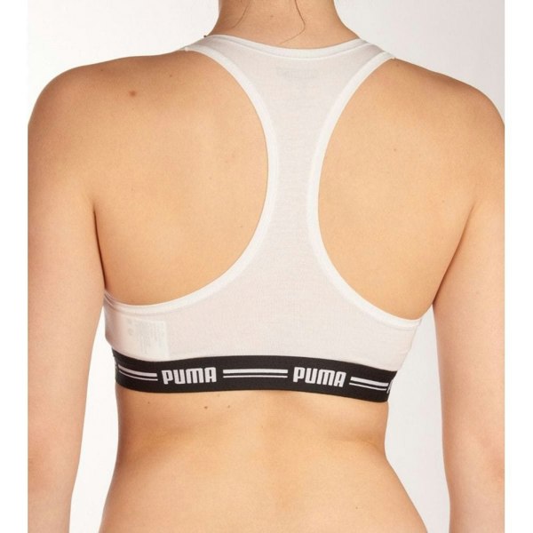 Puma Striped Logo Racerback Bra Top, White
