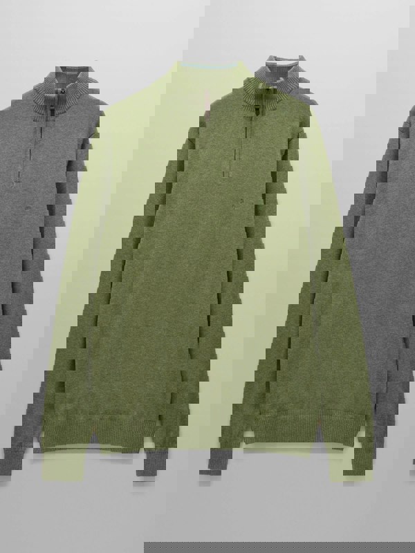 Joules Hillside Mens 1/4 Zip Jumper - Khaki Green - CHO - Designer 