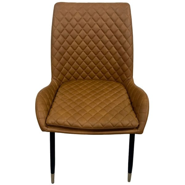 IH Design Tan PU Leather Steel Legs Dining Chairs (Set of 2)