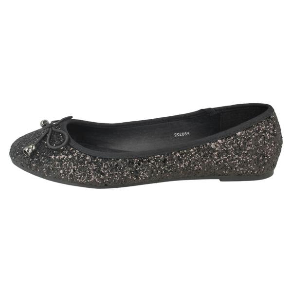 Spot On Ladies Spot On Glitter Ballerinas