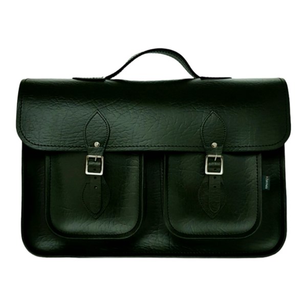 Zatchels Twin Pocket Executive Handmade Leather Satchel - British Racing Green