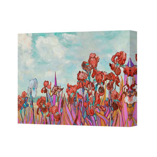 Benjamin Tate Design Canvas Wall Art Red Iris Flowers Abstract Garden Painting