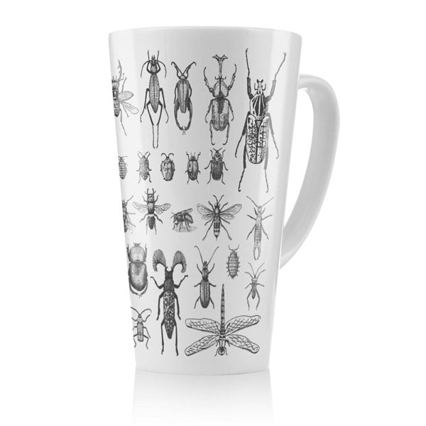 Benjamin Tate Design Fleas many species in vintage old hand drawn style Designer Latte Mug