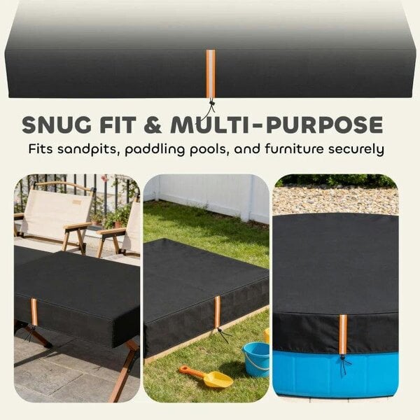 Bobobiy Sandbox Cover, Square Sandpit Cover Waterproof Dustproof UV Protection, Sandbox Canopy with Drawstring and Elastic Band