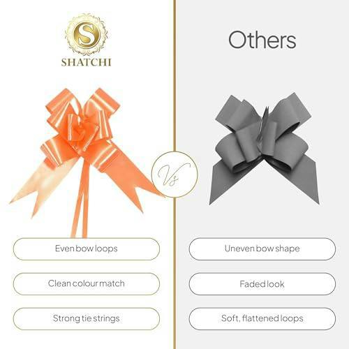 30mm Orange Pull Bows, 10 Pack to 60 Pack, Ribbon Gift Bows for Wrapping and Displays image 8