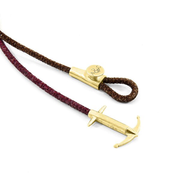 Anchor & Crew Racing Green Admiral Anchor 9ct Yellow Gold and Stingray Leather Bracelet