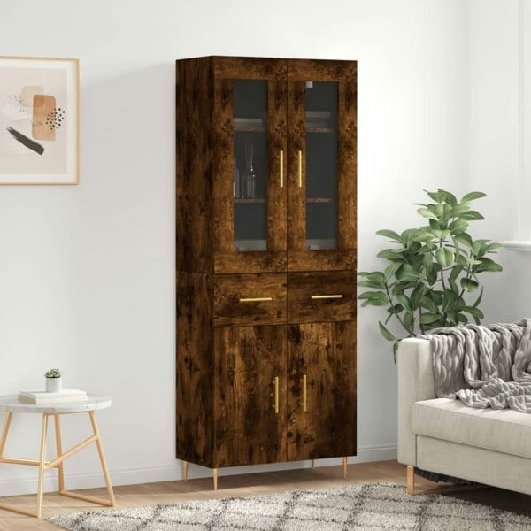 Berkfield Highboard Smoked Oak 69.5x34x180 cm Engineered Wood