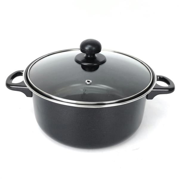 Gr8 Home Black 7 Piece Non Stick Cookware Set Cooking Pot Frying Pan Saucepan With Lids
