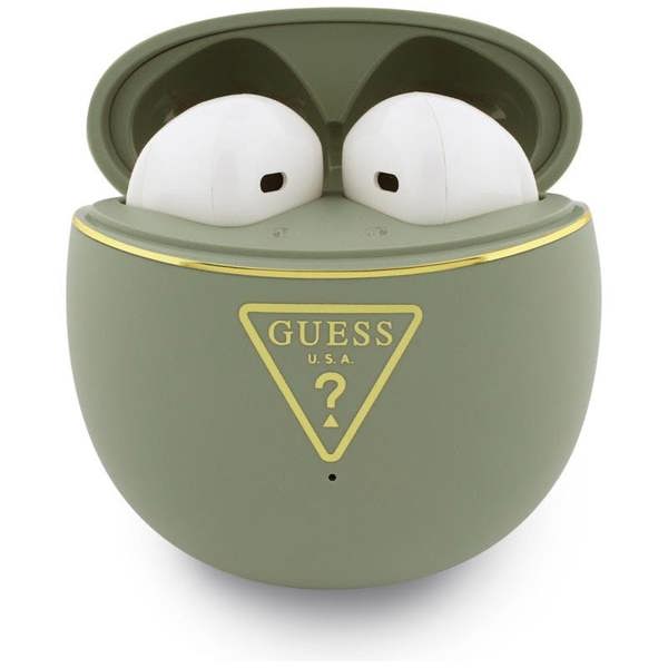 Guess Gold Line Triangle Logo TWS Earphone with Charging Case Khaki - GUTWSA15HETN