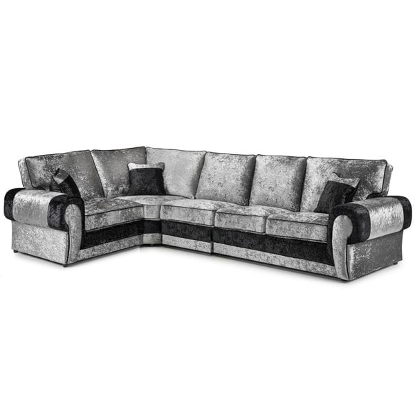 Furnishings For Less Chelsea Crushed Velvet Full Back 5 Seater L Shaped Corner Sofa