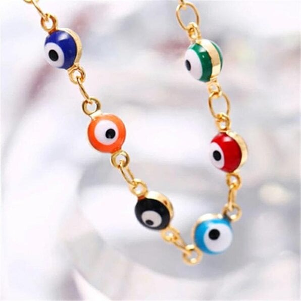 The Colourful Aura Multicolour Evil Eye Adjustable Protection Colourful Turkish Asian Indian Anklet