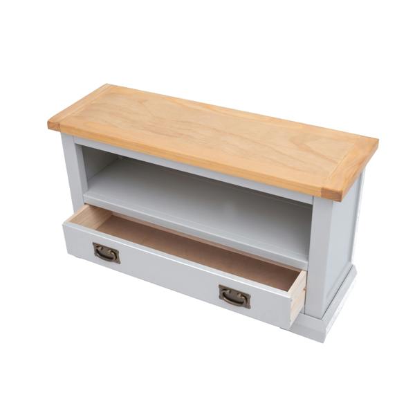 Cabinet Bits Loreo Light Grey 1 Drawer TV Cabinet Brass Drop Handle