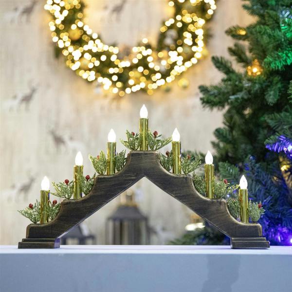 5cm Christmas Candle Bridge with 7 Warm LED Candles, Bronze Metallic Finish image 9