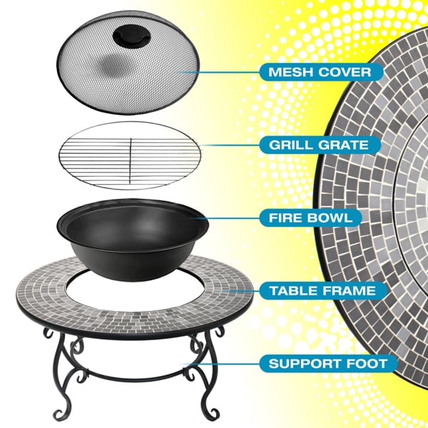 Centurion Supports Fireology GINESSA Sumptuous Garden and Patio Round Heater, Fire Pit, Brazier, Coffee Table, Barbecue and Ice Bucket