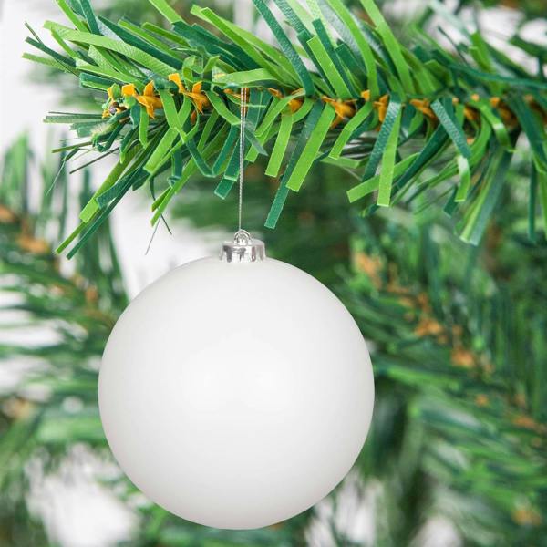 Shatchi 15cm 3 Pack Shatterproof White Christmas Baubles for Tree, Wreath and Festive Displays