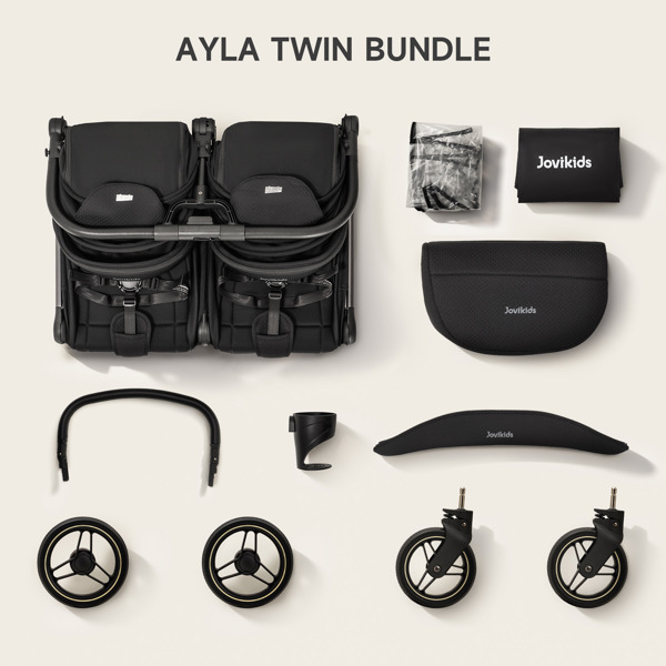 JoviKids Ayla Twin Stroller - Urban Black