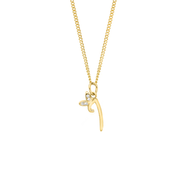 Say It With Dainty Winged Initial Charm Necklace - Sterling Silver