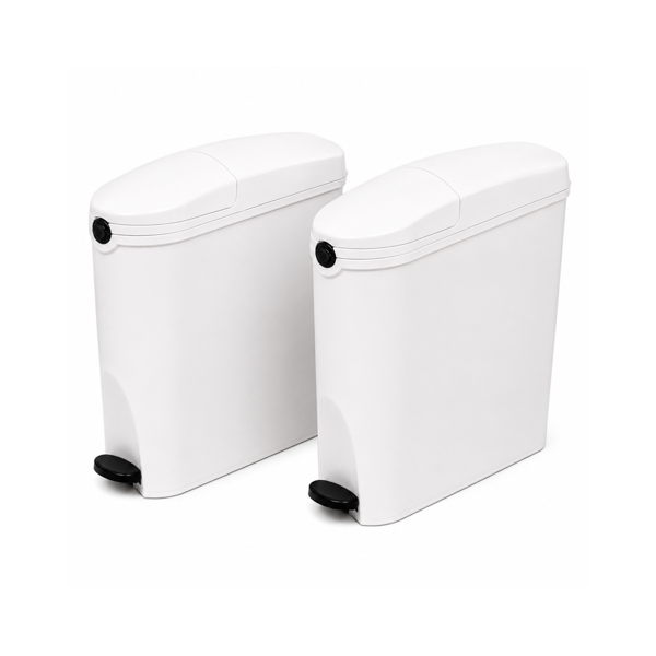 ProWashroom Sanitary Bin 20L Slimline Washrooms Toilets Hygienic Disposal Pedal Container Bins for Female Ladies And Baby Hygiene x2