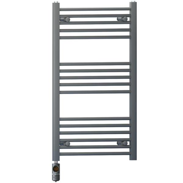 MYHOMEWARE 450 x 900 mm Anthracite Grey Electric Bathroom Towel Rail Radiator Heater With AF Thermostatic Electric Element Pre-Filled
