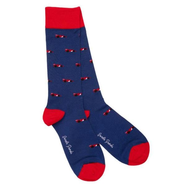 SWOLE PANDA 4-Pack Racing Cars Bamboo Socks Gift Box, Red/Black/Blue