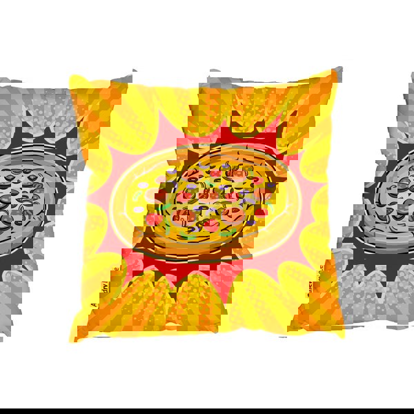 Benjamin Tate Design Round Pizza Pop Art Retro (Outdoor Cushion)