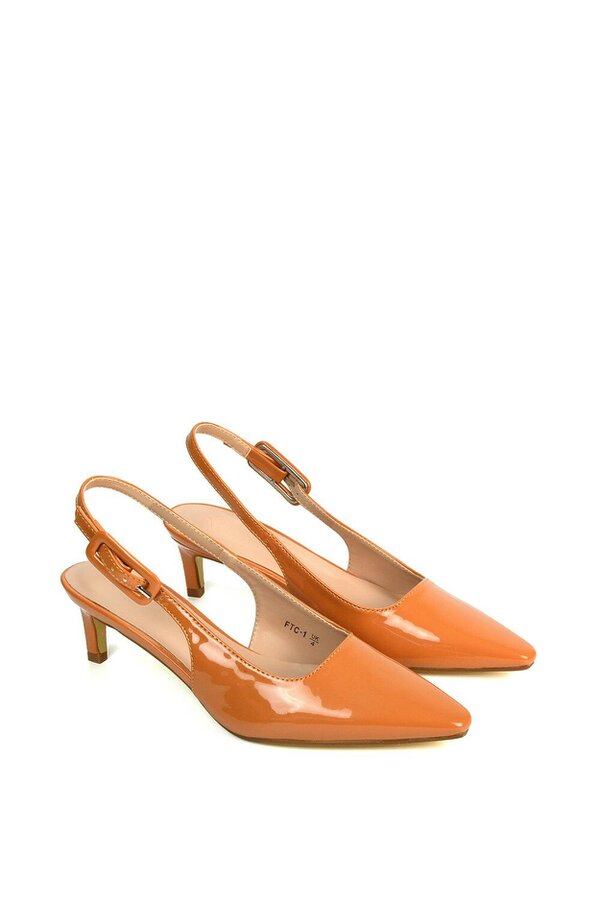 XY LONDON Kitten Heel Court Shoes With Slingback