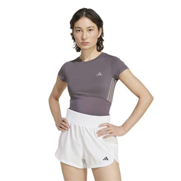 Adidas Womens/Ladies Hyperglam Stripe Detail Fitted Crop Top - Clay Strata - 