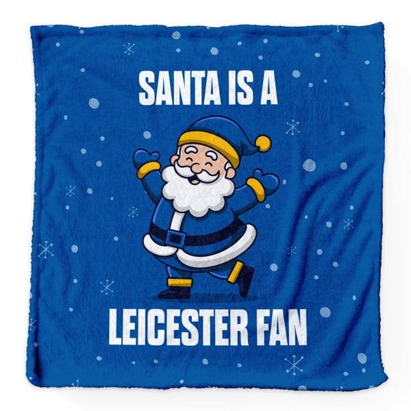 BritishmadeGifts Santa is a Leicester Football  Fan - Luxury Fleece Blanket 150cm X 150cm