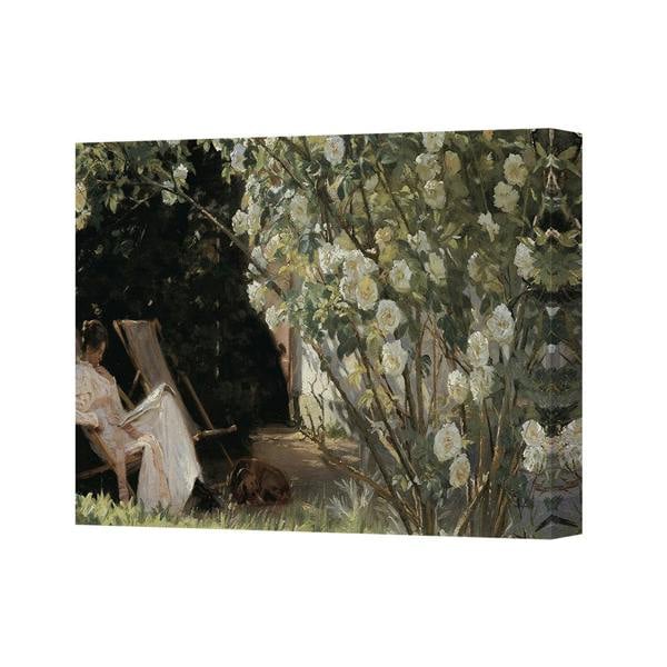 Benjamin Tate Design Impressionist Canvas Art Print Garden Scene With White Roses