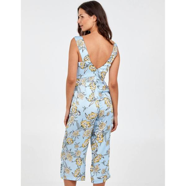 Blue Vanilla Knot Front V-Neck Culotte Jumpsuit