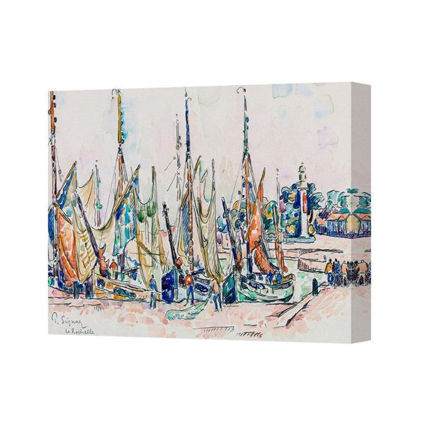 Benjamin Tate Design Canvas Art Print Sailboats at Harbor Watercolor Sketch Wall Decor